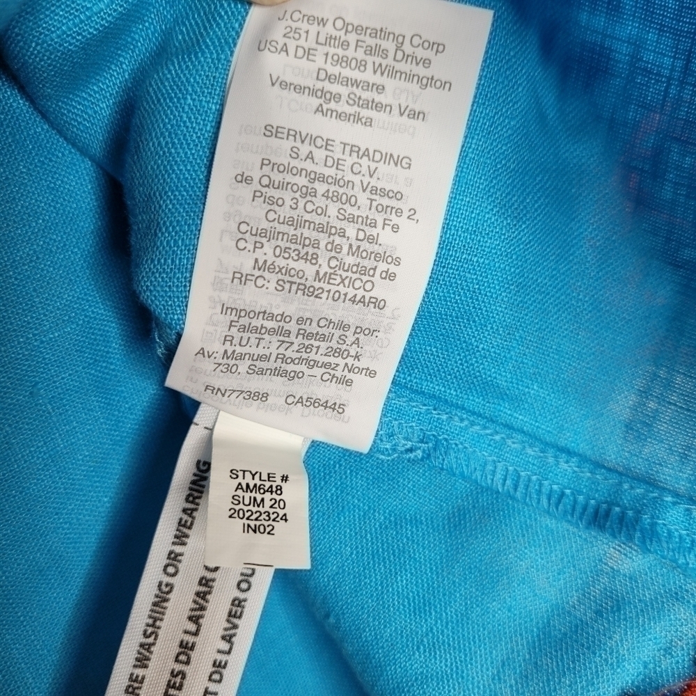J. Crew Embroidered Linen Tunic Monaco Blue - Picture 12 of 12
